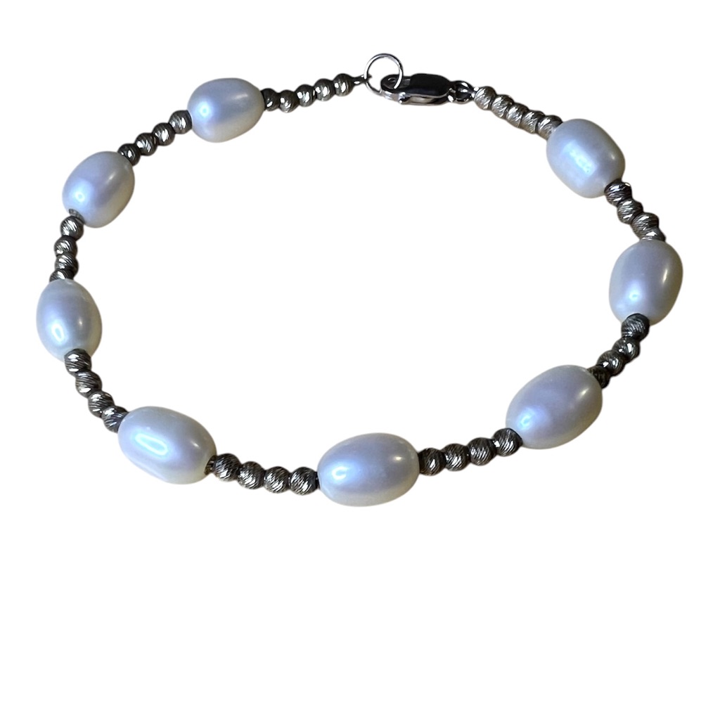 Imperial Pearl Bracelet Sterling Silver And Pearl Alternating Design